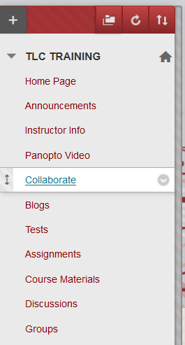 2. Collaborate oturumuna katılacağınız dersi seçin ve bu sayfadaki sol menüden Collaborate bağlantısına tıklayın. 3.