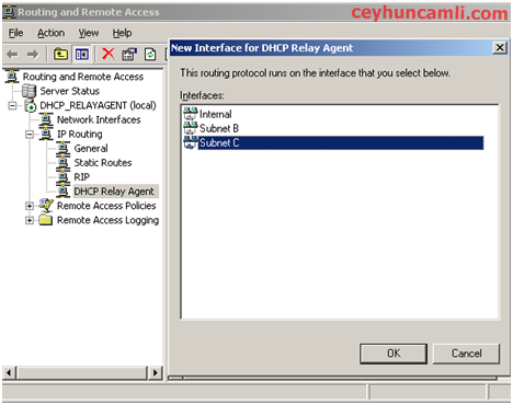 Subnet A ya ve Subnet B ye birer tane client ekleyip, client makinelerinde TCP/IP yapılandırması için Obtain an Address Automatically (yani otomatik olarak IP adresi alınmasını sağlayan