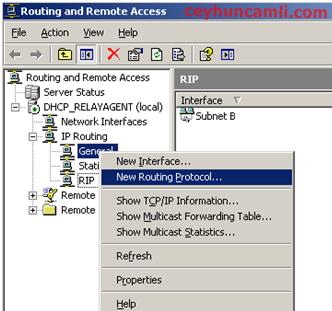 Subnet A için scope tanımlama işlemini tamamladıktan sonra DHCP Server üzerinde sağ tıklayıp yine New Scope diyoruz ve bu sefer Subnet C için bir