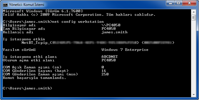 Temel İşlemler Command Prompt (Komut İstemi) penceresi görünür.