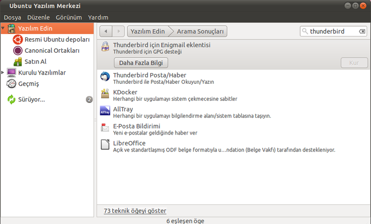 5 Bu işi nasıl yapıyoruz? Ubuntu 11.04 depolarında Thunderbird 3.1 ve bununla uyumlu olan Enigmail eklentisi halihazırda bulunuyor.