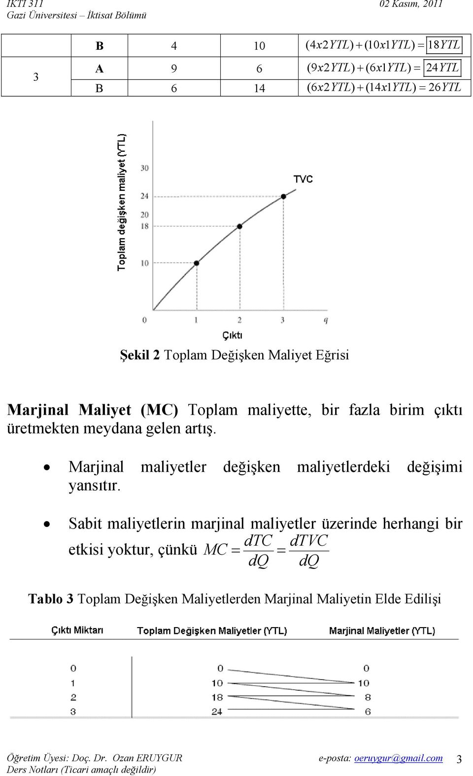 artış. Marjinal maliyetler değişken maliyetlerdeki değişimi yansıtır.