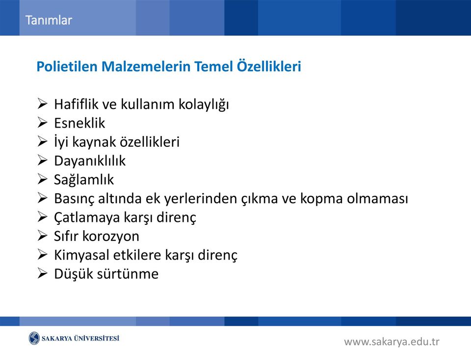 Basınç altında ek yerlerinden çıkma ve kopma olmaması Çatlamaya