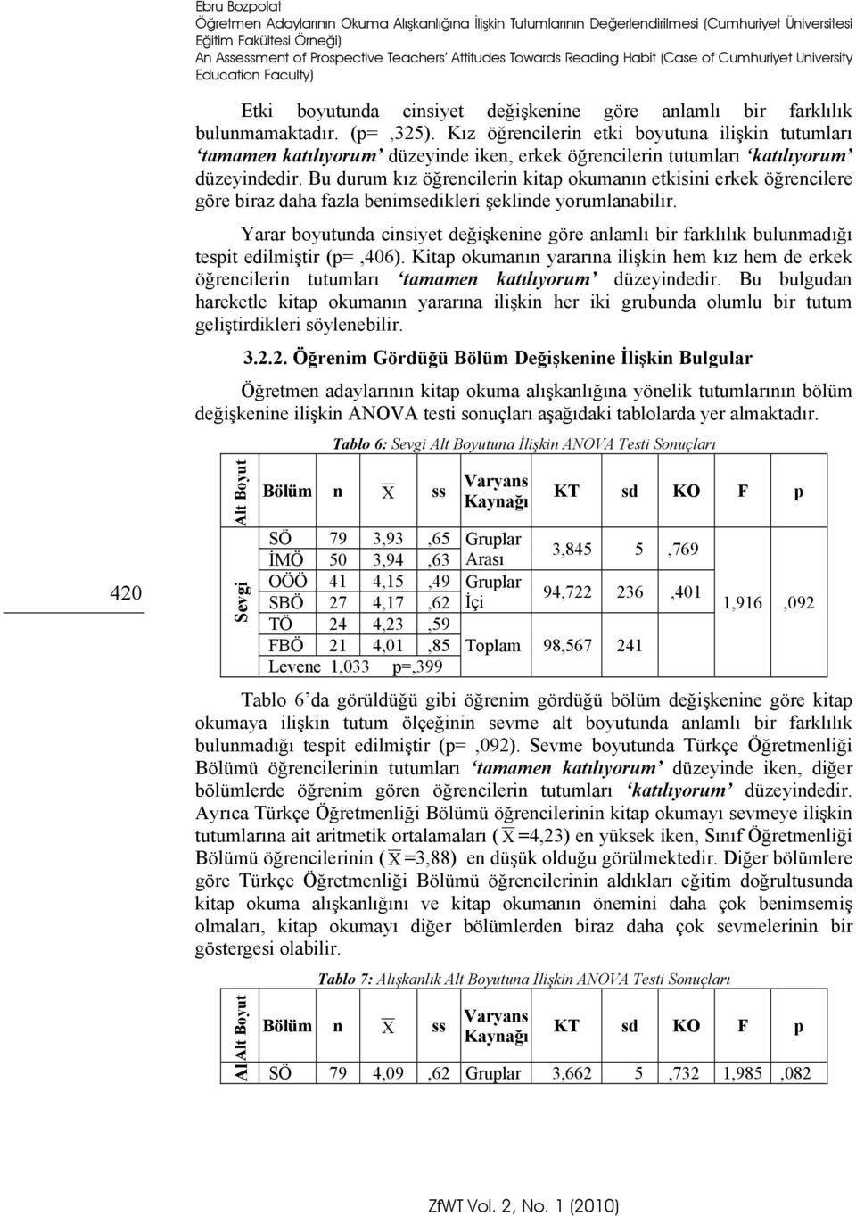 Kız öğrencilerin etki boyutuna ilişkin tutumları tamamen katılıyorum düzeyinde iken, erkek öğrencilerin tutumları katılıyorum düzeyindedir.