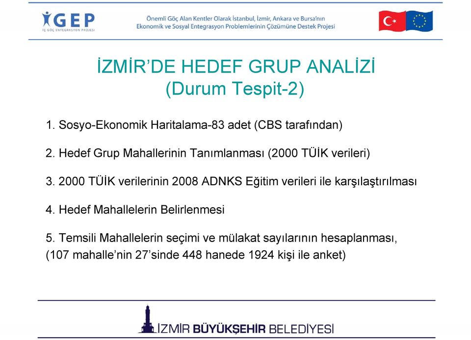 Hedef Grup Mahallerinin i Tanımlanması (2000 TÜİK verileri) i) 3.