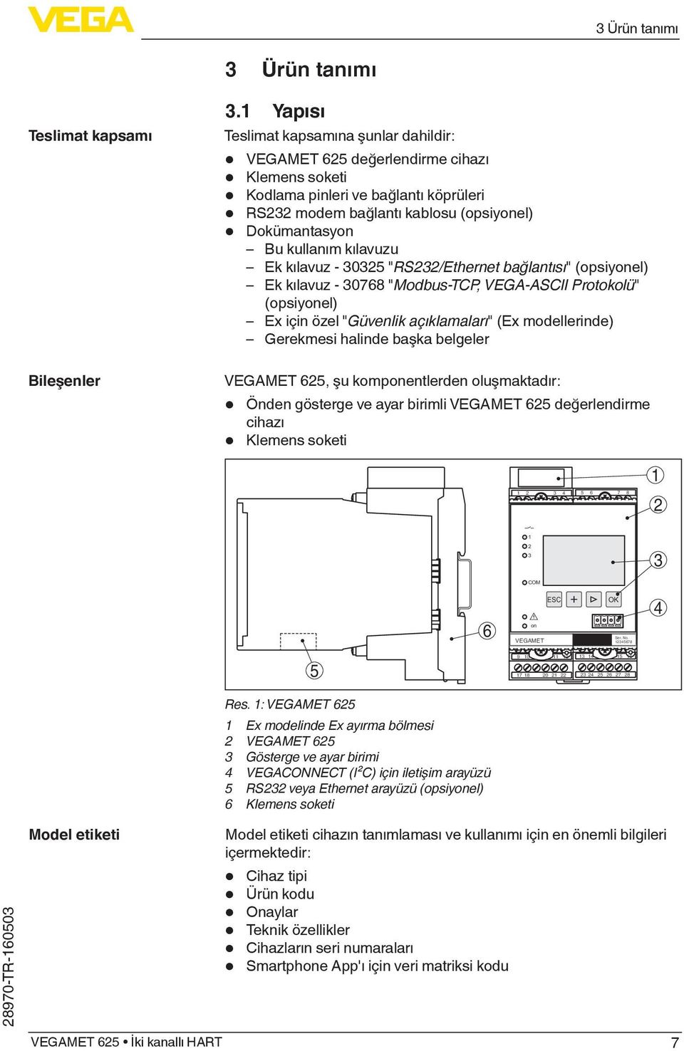 kılavuzu Ek kılavuz - 30325 "RS232/Ethernet bağlantısı" (opsiyonel) Ek kılavuz - 30768 "Modbus-TCP, VEGA-ASCII Protokolü" (opsiyonel) Ex için özel "Güvenlik açıklamaları" (Ex modellerinde) Gerekmesi