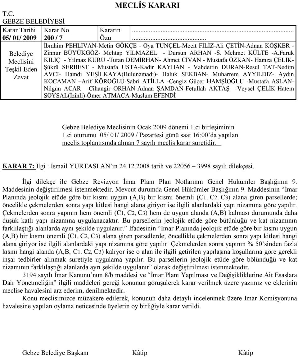 SEKBAN- Muharrem AYYILDIZ- Aydın KOCAMAN Arif KÖROĞLU-Sabri ATĠLLA -Cengiz Güçer HAMġĠOĞLU -Mustafa ASLAN- Nilgün ACAR -Cihangir ORHAN-Adnan ġamdan-fetullah AKTAġ -Veysel ÇELĠK-Hatem