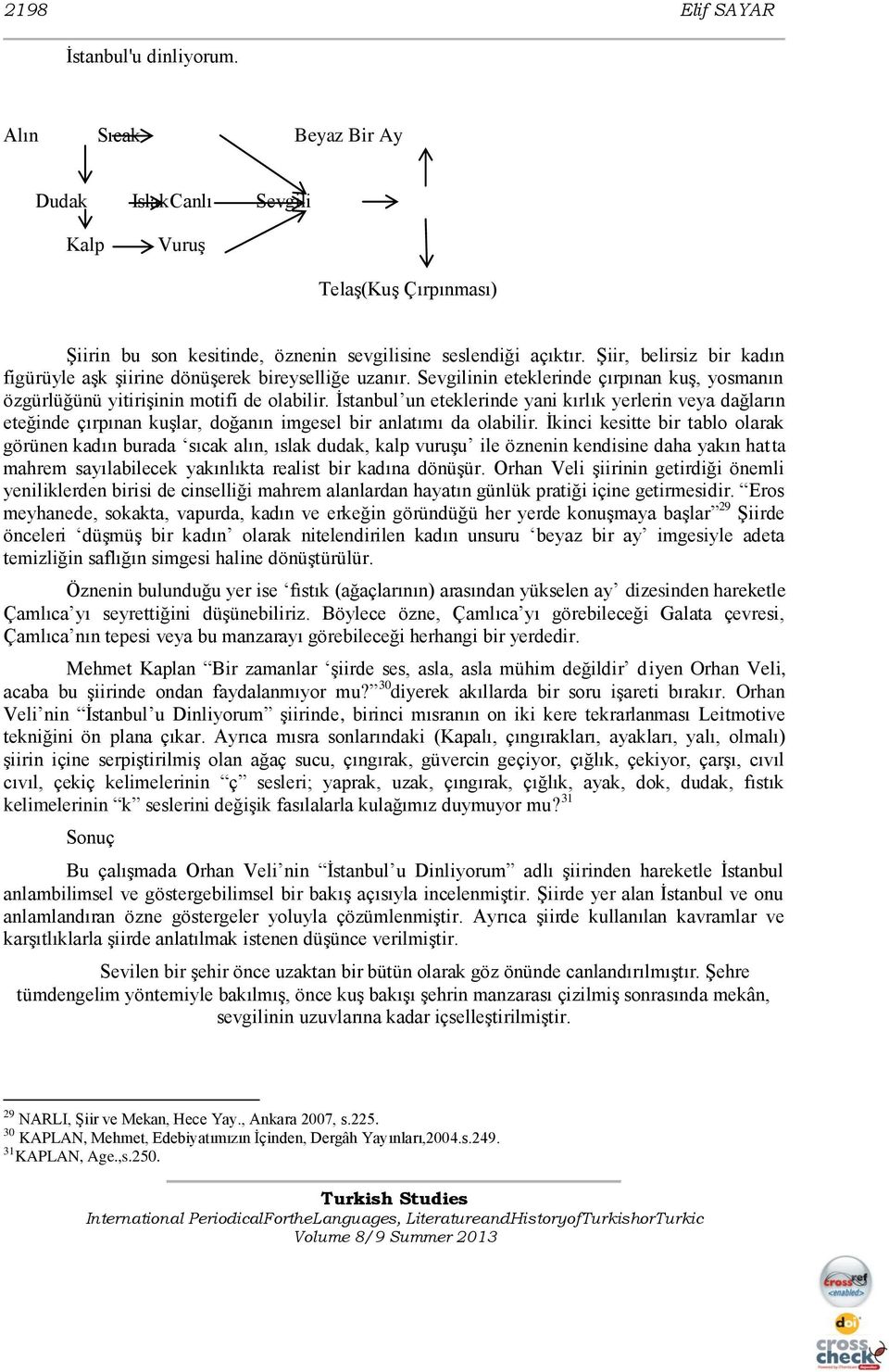 Ġstanbul un eteklerinde yani kırlık yerlerin veya dağların eteğinde çırpınan kuģlar, doğanın imgesel bir anlatımı da olabilir.