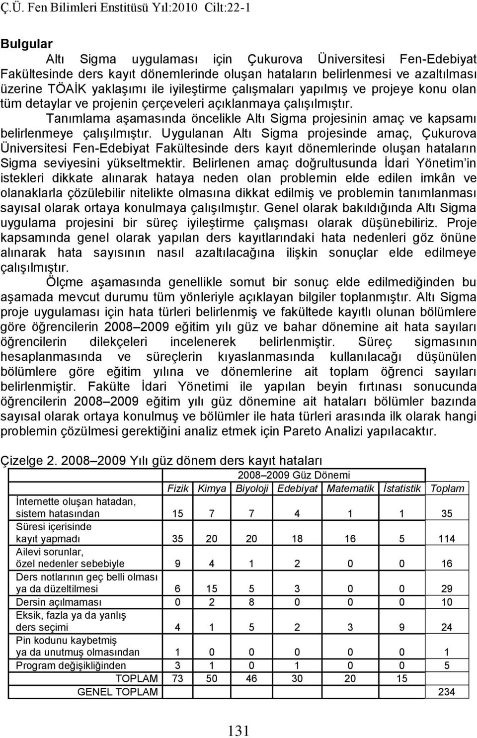 Tanımlama aşamasında öncelikle Altı Sigma projesinin amaç ve kapsamı belirlenmeye çalışılmıştır.