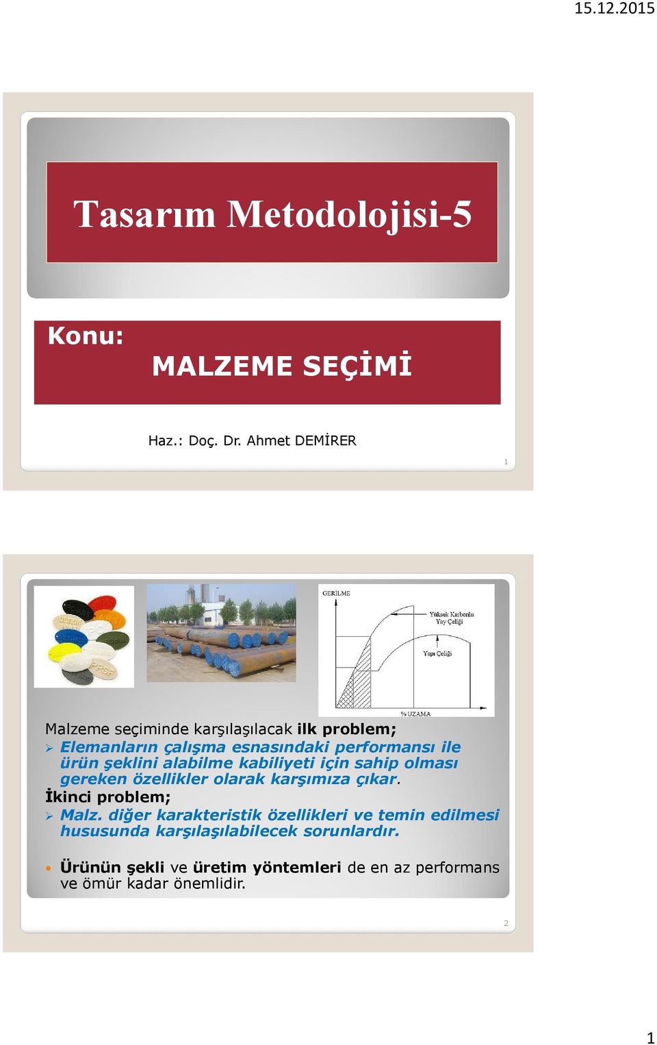 şeklini alabilme kabiliyeti için sahip olması gereken özellikler olarak karşımıza çıkar. İkinci problem; Malz.