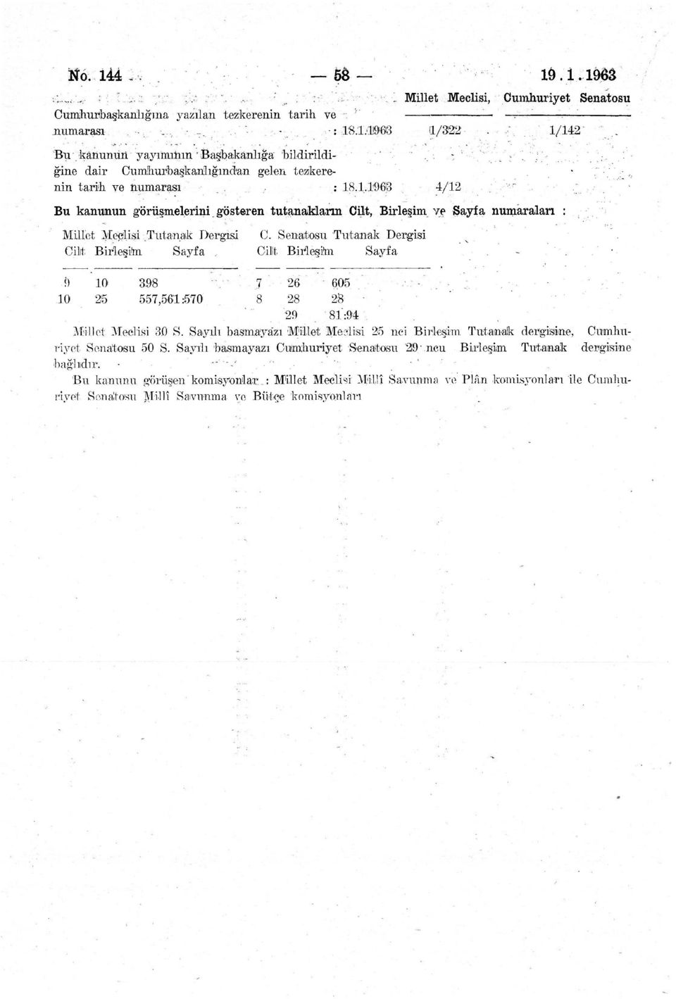 Senatosu Tutanak Dergisi Cilıt BirleşM Sayfa, Cilt BMe#n Sayfa 38 7 26 605 557,561:570 8 28 28 2 81:4 Millet Meclisi 30 S. Sayılı basmayazı Millet Meclisi nci Birleşim.