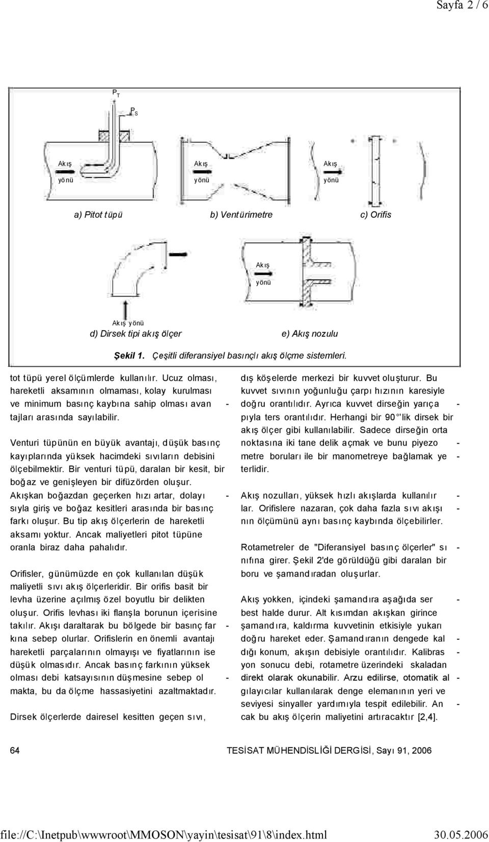 Venturi tüpünün en büyük avantajı, düşük basınç kayıplarında yüksek hacimdeki sıvıların debisini ölçebilmektir. Bir venturi tüpü, daralan bir kesit, bir boğaz ve genişleyen bir difüzörden oluşur.