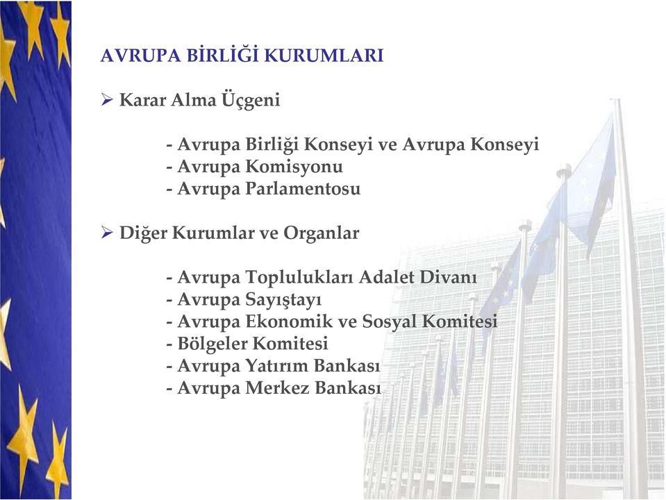 Avrupa Toplulukları Adalet Divanı - Avrupa Sayıştayı - Avrupa Ekonomik ve