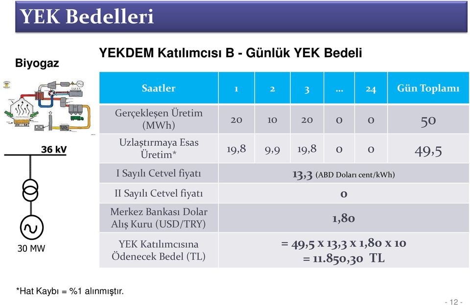 49,5 13,3 (ABD Doları cent/kwh) II Sayılı Cetvel fiyatı 0 Merkez Bankası Dolar Alış Kuru (USD/TRY) YEK