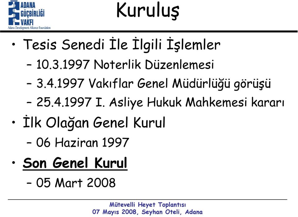 1997 Vakıflar Genel Müdürlüğü görüşü 25.4.1997 I.