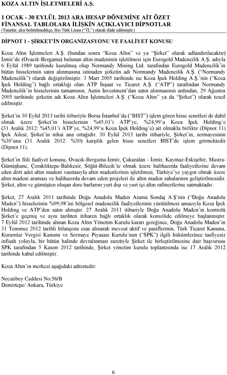 3 Mart 2005 tarihinde ise Koza İpek Holding A.Ş.