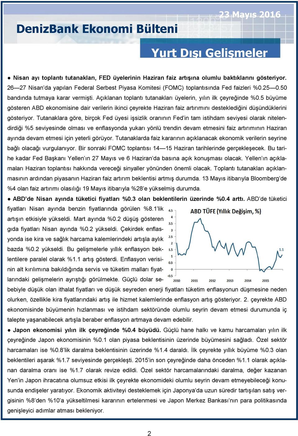 5 büyüme gösteren ABD ekonomisine dair verilerin ikinci çeyrekte Haziran faiz artırımını desteklediğini düşündüklerini gösteriyor.