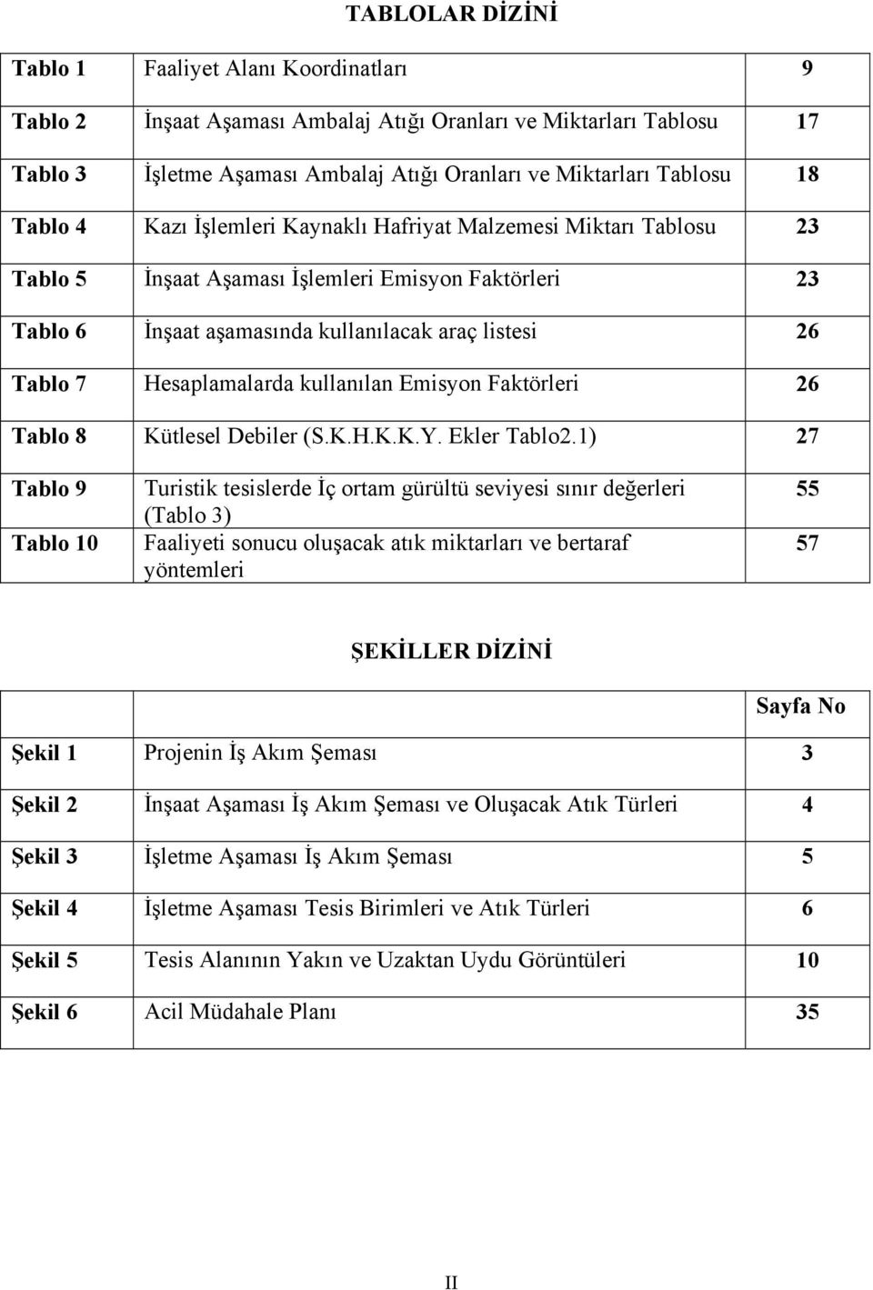 Hesaplamalarda kullanılan Emisyon Faktörleri 26 Tablo 8 Kütlesel Debiler (S.K.H.K.K.Y. Ekler Tablo2.