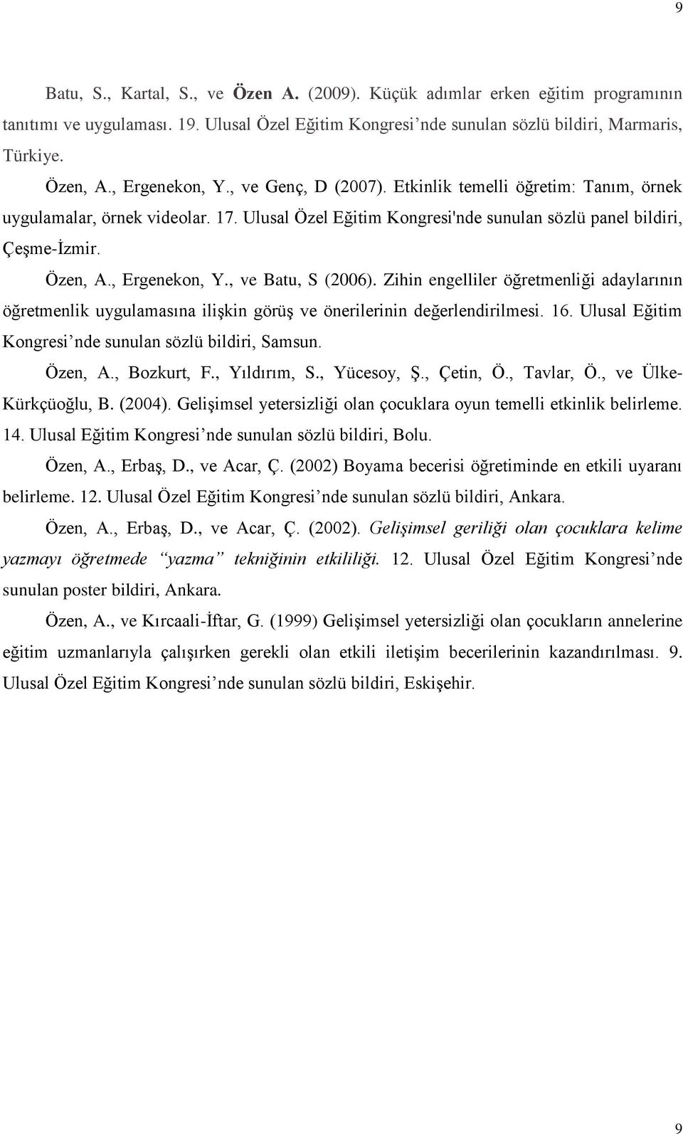 , Ergenekon, Y., ve Batu, S (2006). Zihin engelliler öğretmenliği adaylarının öğretmenlik uygulamasına ilişkin görüş ve önerilerinin değerlendirilmesi. 16.