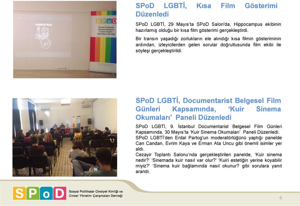 SPoD LGBTİ, Documentarist Belgesel Film Günleri Kapsamında, Kuir Sinema Okumaları Paneli Düzenledi SPoD LGBTİ, 9.