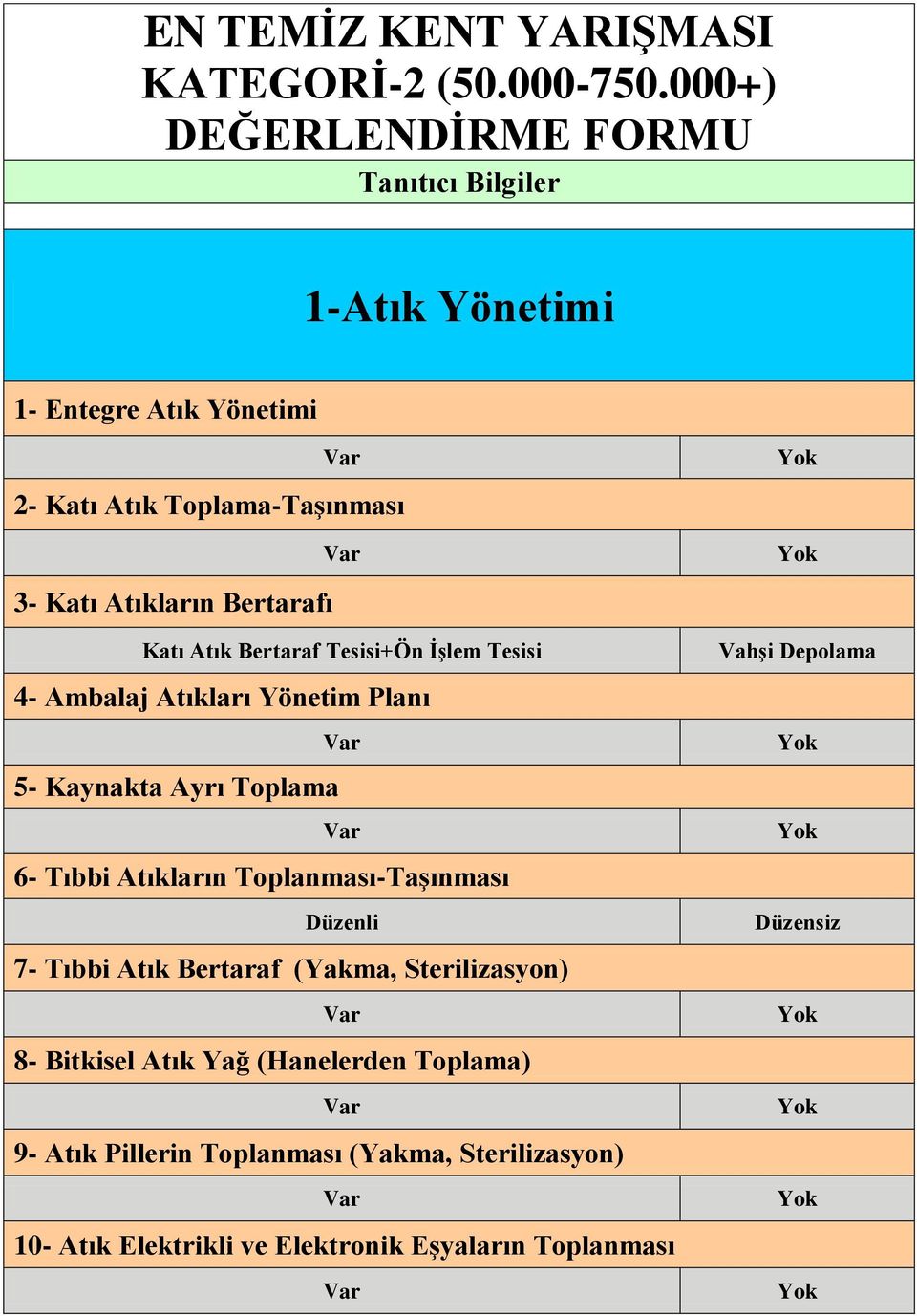 Bertarafı Katı Atık Bertaraf Tesisi+Ön ĠĢlem Tesisi 4- Ambalaj Atıkları Yönetim Planı 5- Kaynakta Ayrı Toplama 6- Tıbbi Atıkların