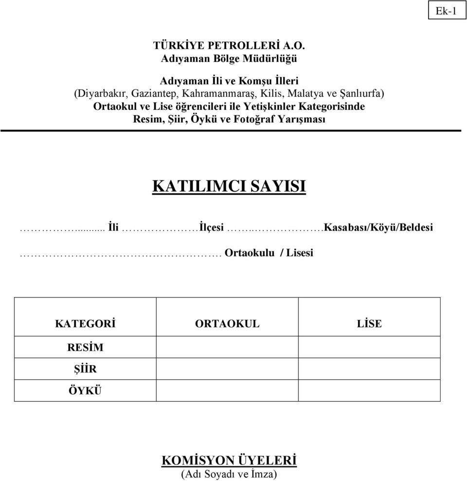 Ortaokulu / Lisesi KATEGORİ ORTAOKUL