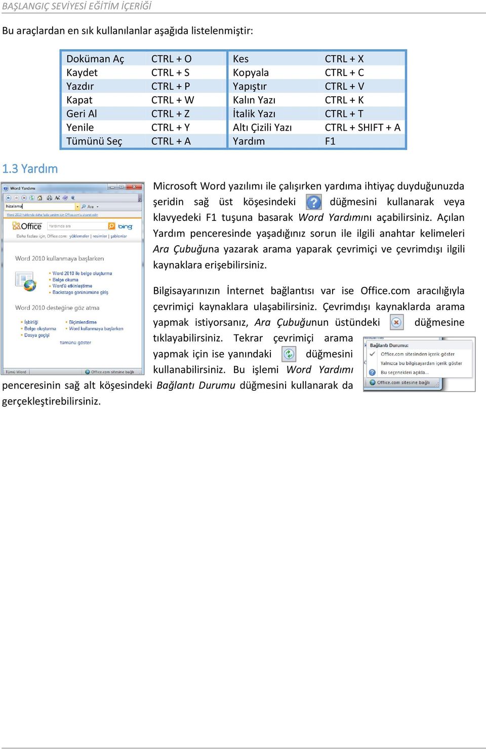 3 Yardım Microsoft Word yazılımı ile çalışırken yardıma ihtiyaç duyduğunuzda şeridin sağ üst köşesindeki düğmesini kullanarak veya klavyedeki F1 tuşuna basarak Word Yardımını açabilirsiniz.