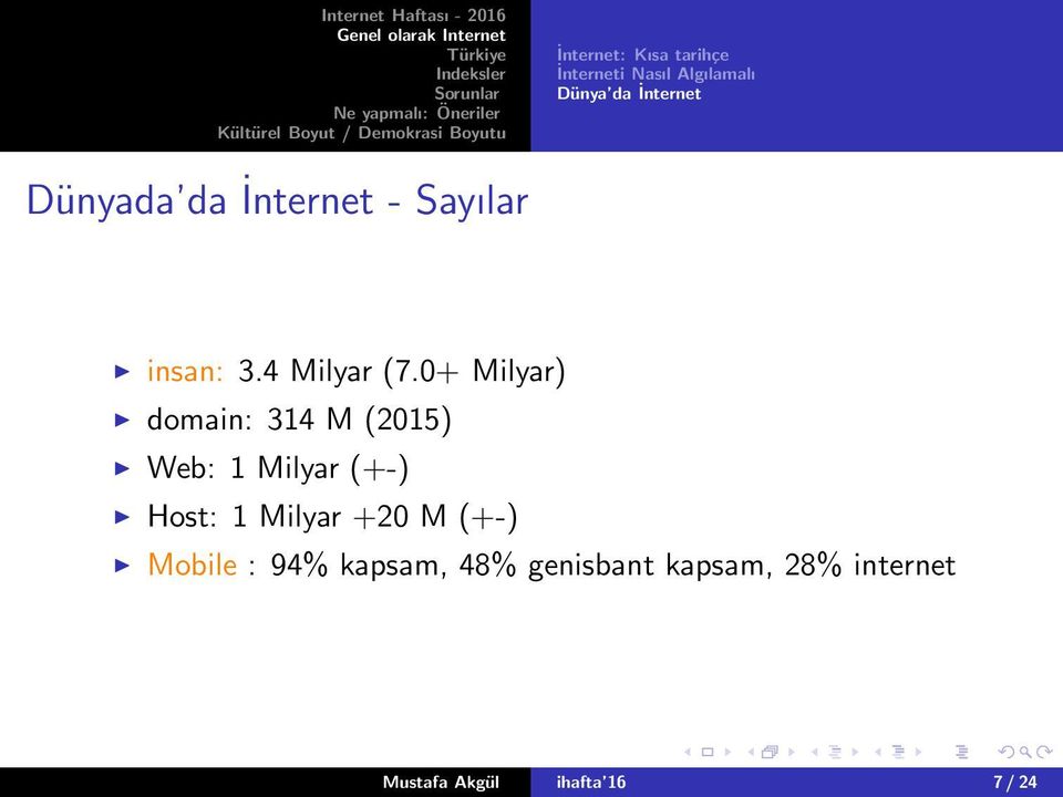 0+ Milyar) domain: 314 M (2015) Web: 1 Milyar (+-) Host: 1 Milyar +20