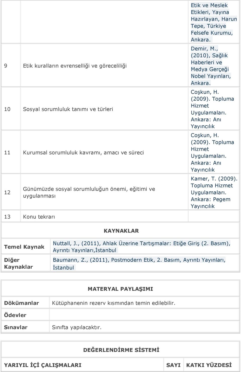 Topluma Hizmet Ankara: Anı Coşkun, H. (2009). Topluma Hizmet Ankara: Anı Kamer, T. (2009). Topluma Hizmet Ankara: Pegem 13 Konu tekrarı KAYNAKLAR Temel Kaynak Diğer Kaynaklar Nuttall, J.