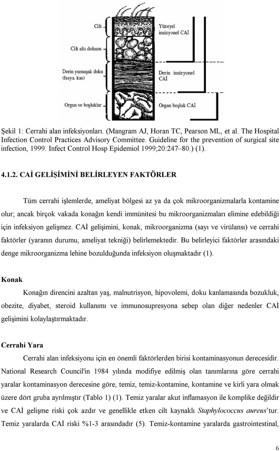 :247 80.) (1). 4.1.2. CAİ GELİŞİMİNİ BELİRLEYEN FAKTÖRLER Tüm cerrahi işlemlerde, ameliyat bölgesi az ya da çok mikroorganizmalarla kontamine olur; ancak birçok vakada konağın kendi immünitesi bu