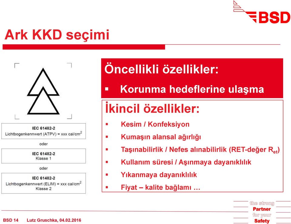 Nefes alınabilirlik (RET-değer R et ) Kullanım süresi / Aşınmaya