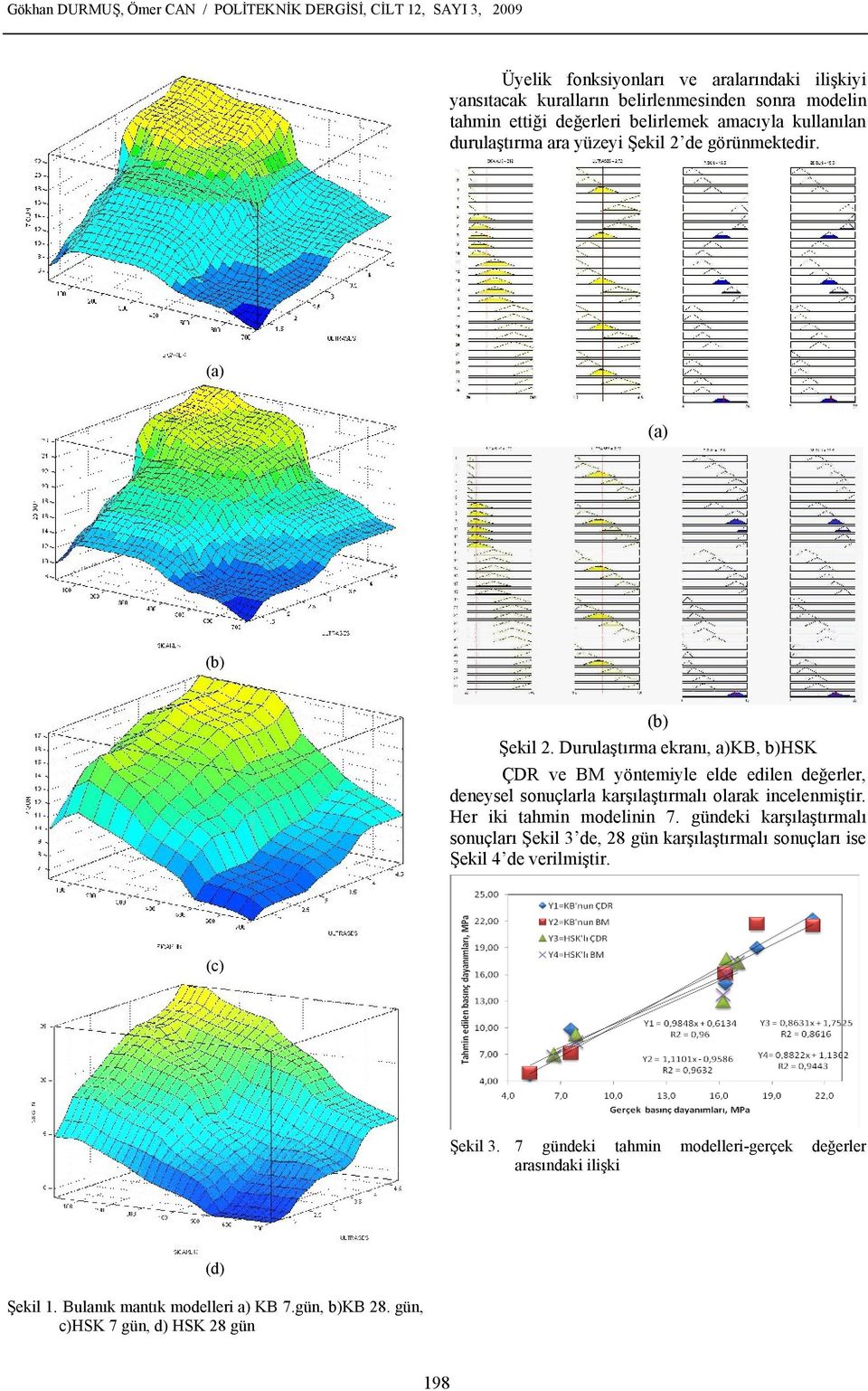 Durulaştırma ekranı, a)kb, b)hsk ÇDR ve BM yöntemiyle elde edilen değerler, deneysel sonuçlarla karşılaştırmalı olarak incelenmiştir. Her iki tahmin modelinin 7.