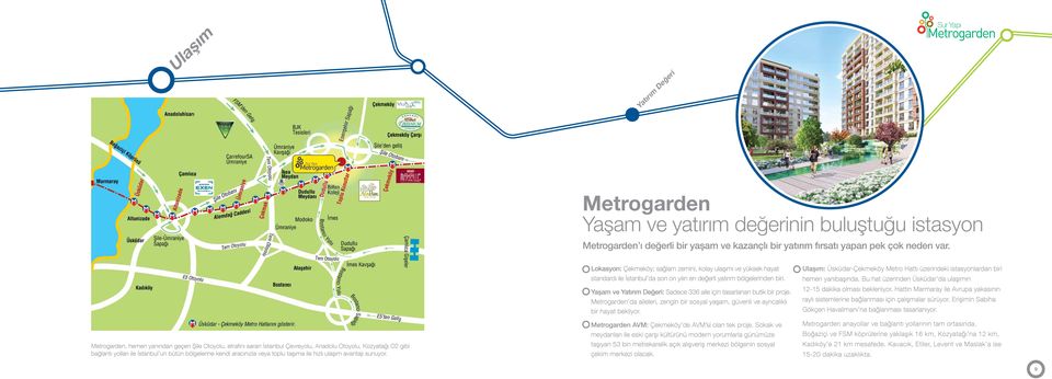 taşıma ile hızlı ulaşım avantajı sunuyor. Lokasyon: Çekmeköy; sağlam zemini, kolay ulaşımı ve yüksek hayat standardı ile İstanbul da son on yılın en değerli yatırım bölgelerinden biri.
