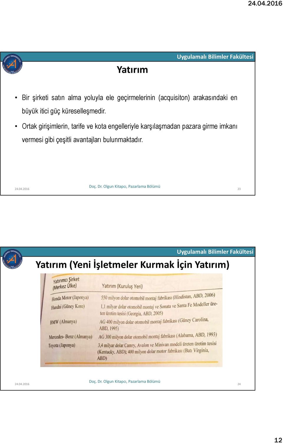 Ortak girişimlerin, tarife ve kota engelleriyle karşılaşmadan pazara girme imkanı