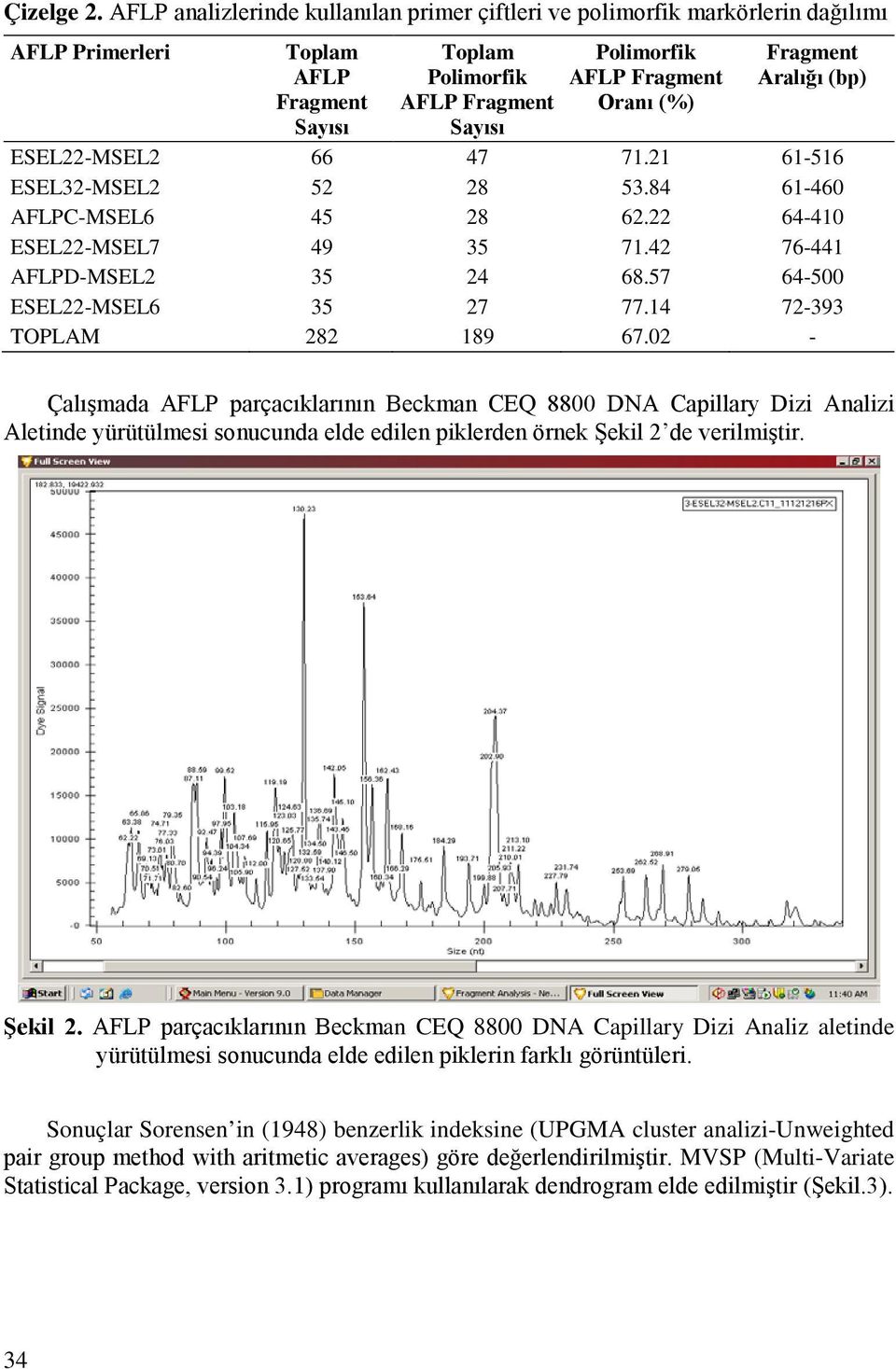 Fragment Aralığı (bp) ESEL22-MSEL2 66 47 71.21 61-516 ESEL32-MSEL2 52 28 53.84 61-460 AFLPC-MSEL6 45 28 62.22 64-410 ESEL22-MSEL7 49 35 71.42 76-441 AFLPD-MSEL2 35 24 68.