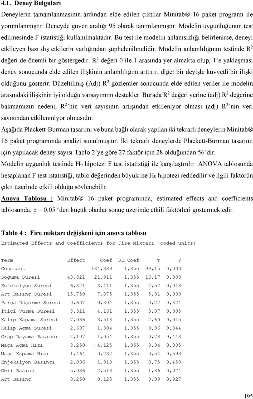 Modelin anlamlılığının testinde R 2 değeri de önemli bir göstergedir.