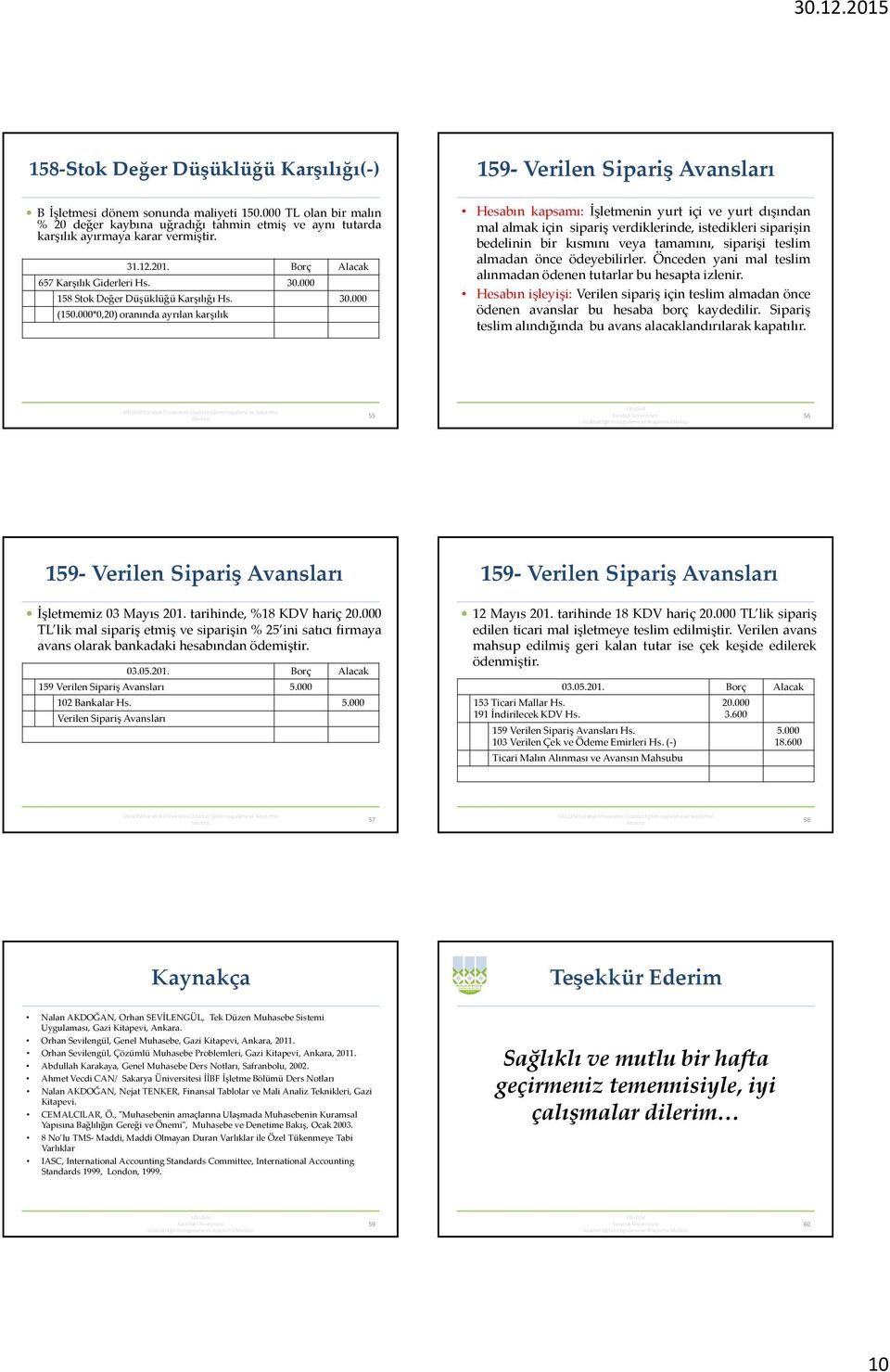 000*0,20) oranında ayrılan karşılık 159- Verilen Sipariş Avansları Hesabın kapsamı: İşletmenin yurt içi ve yurt dışından mal almak için sipariş verdiklerinde, istedikleri siparişin bedelinin bir