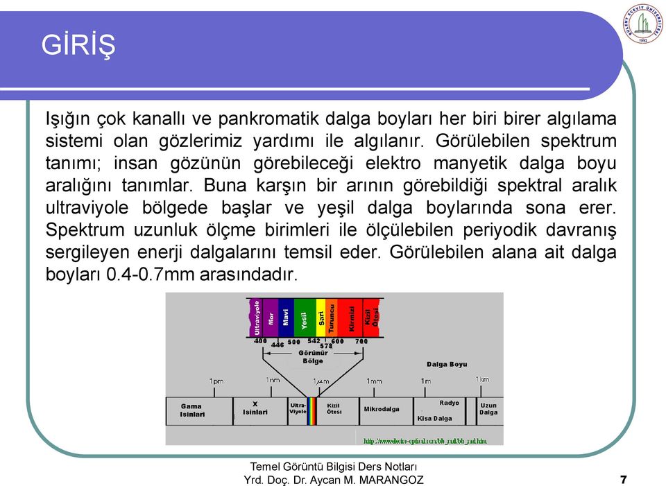 Buna karşın bir arının görebildiği spektral aralık ultraviyole bölgede başlar ve yeşil dalga boylarında sona erer.