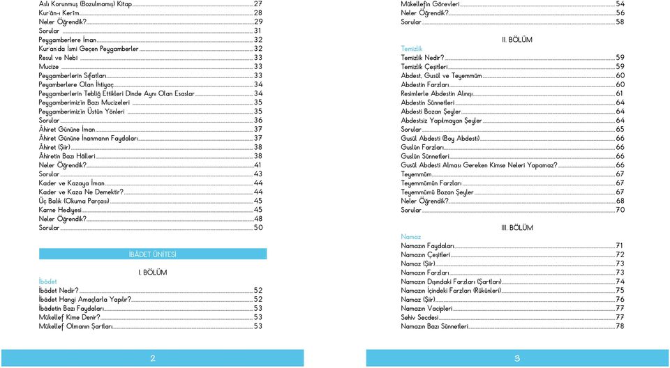.. 35 Sorular... 36 Âhiret Gününe İman... 37 Âhiret Gününe İnanmanın Faydaları... 37 Âhiret (Şiir)... 38 Âhiretin Bazı Hâlleri... 38 Neler Öğrendik?...41 Sorular... 43 Kader ve Kazaya İman.