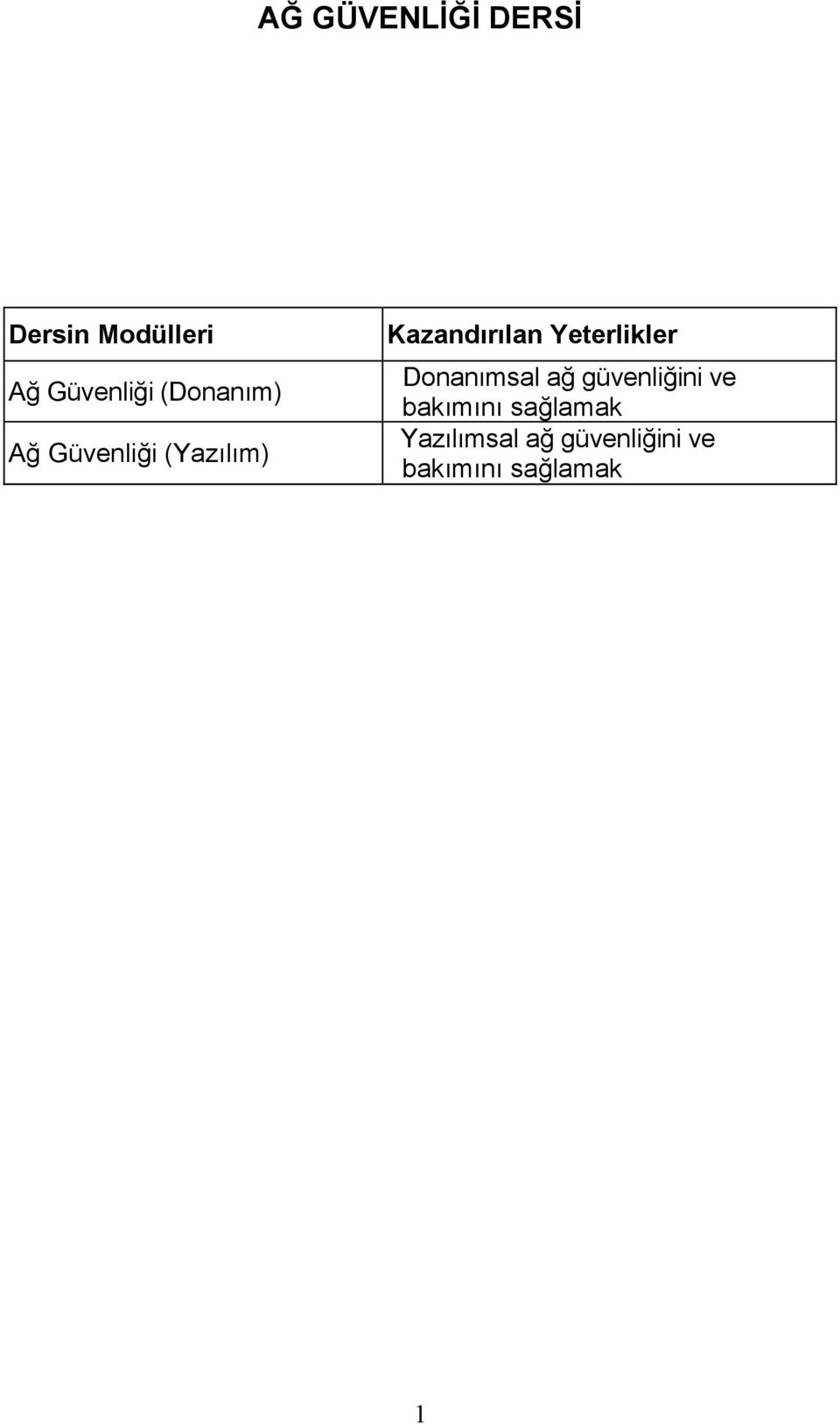 Yeterlikler Donanımsal ağ güvenliğini ve bakımını