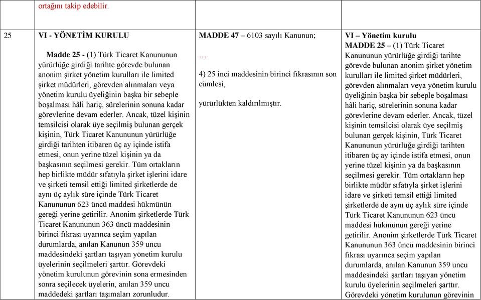 kurulu üyeliğinin başka bir sebeple boşalması hâli hariç, sürelerinin sonuna kadar görevlerine devam ederler.