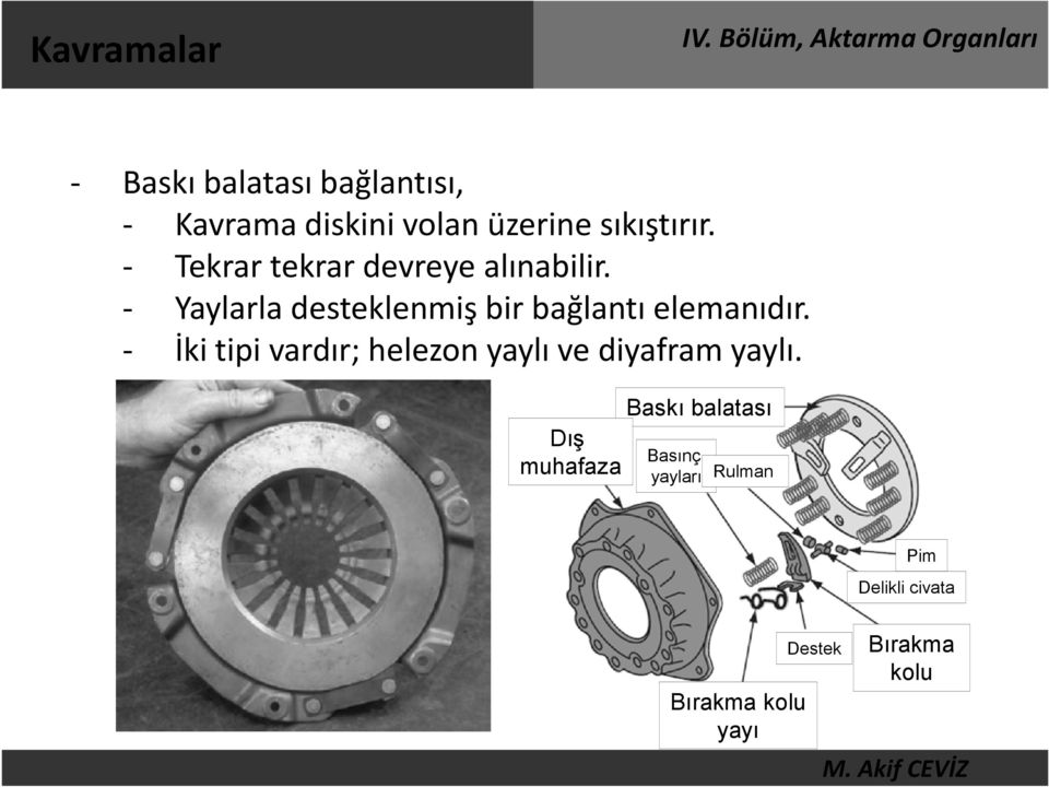 - Yaylarla desteklenmiş bir bağlantı elemanıdır.