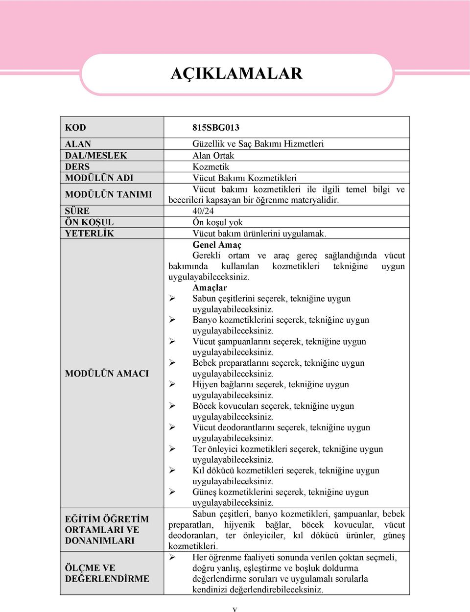 Genel Amaç Gerekli ortam ve araç gereç sağlandığında vücut bakımında kullanılan kozmetikleri tekniğine uygun uygulayabileceksiniz.