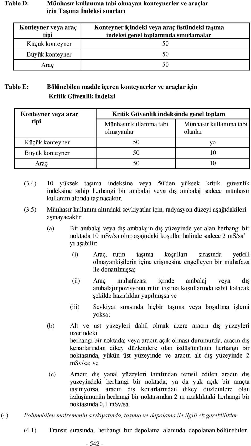 olmynlr Münhsır kullnım tbi olnlr Küçük konteyner 50 yo Büyük konteyner 50 10 k Arç 50 10 0 0 (3.