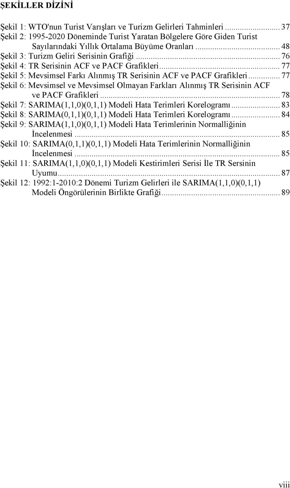 .. 77 Şekil 6: Mevsimsel ve Mevsimsel Olmayan Farkları Alınmış TR Serisinin ACF ve PACF Grafikleri... 78 Şekil 7: SARIMA(1,1,0)(0,1,1) Modeli Haa Terimleri Korelogramı.