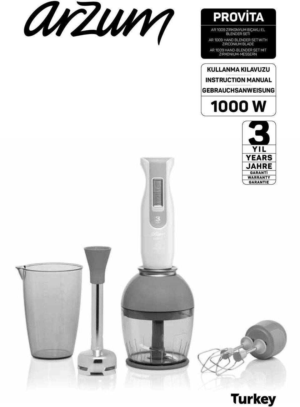 1009 Hand-Blender Set Mit Zirkonium-Messern