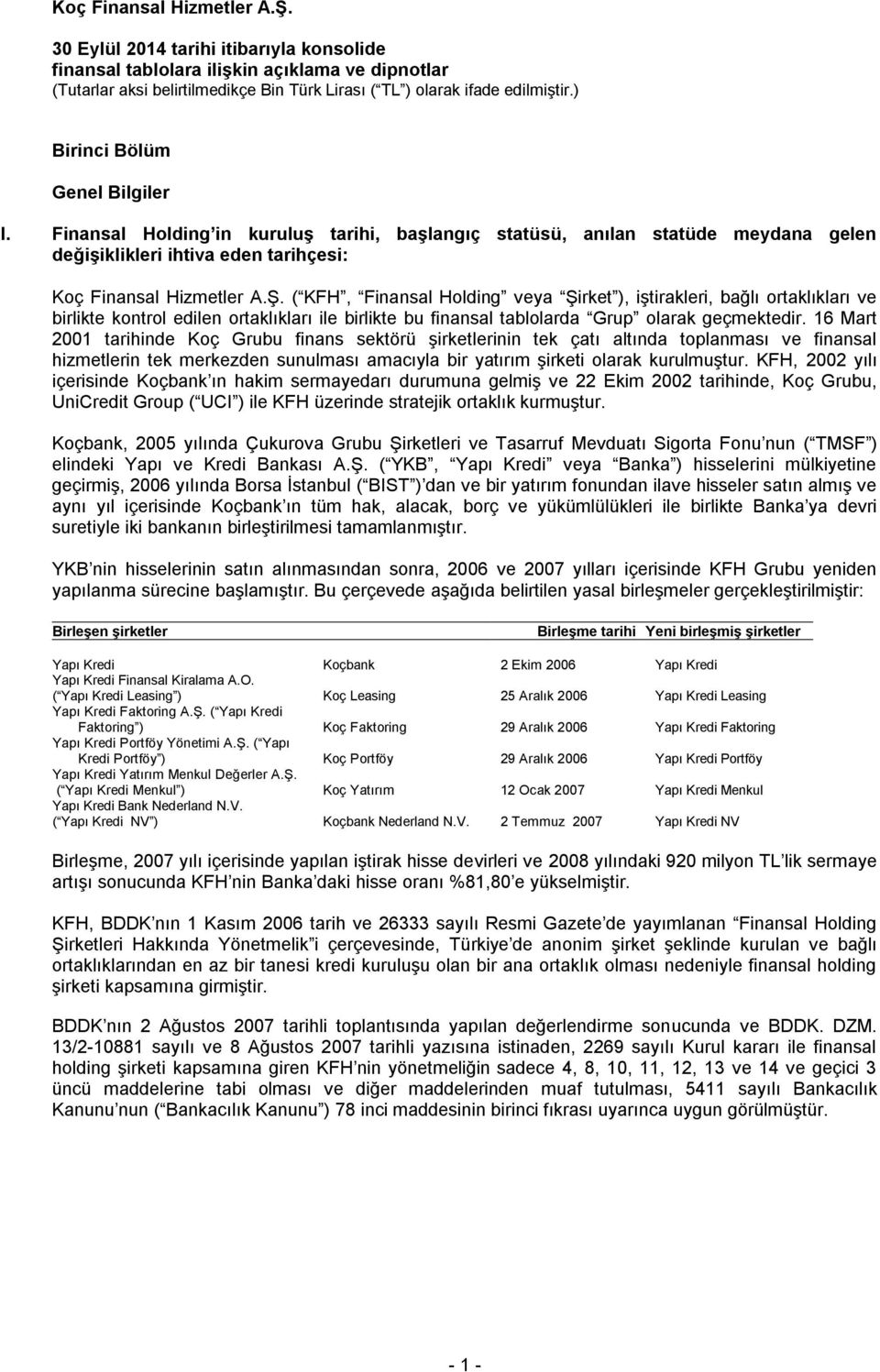 ( KFH, Finansal Holding veya Şirket ), iştirakleri, bağlı ortaklıkları ve birlikte kontrol edilen ortaklıkları ile birlikte bu finansal tablolarda Grup olarak geçmektedir.