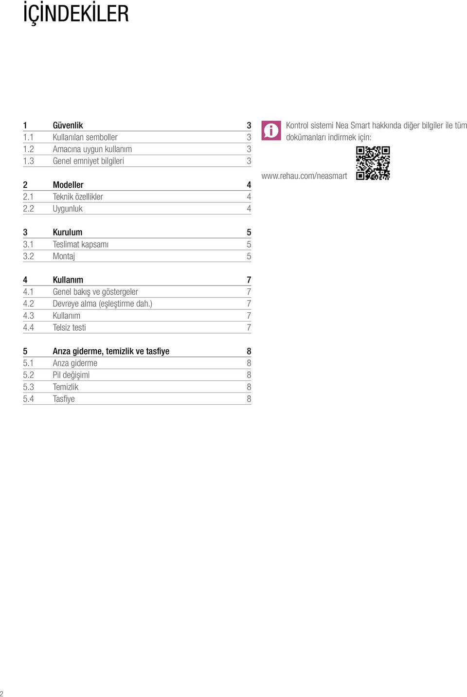 com/neasmart 3 Kurulum 5 3.1 Teslimat kapsamı 5 3.2 Montaj 5 4 Kullanım 7 4.1 Genel bakış ve göstergeler 7 4.