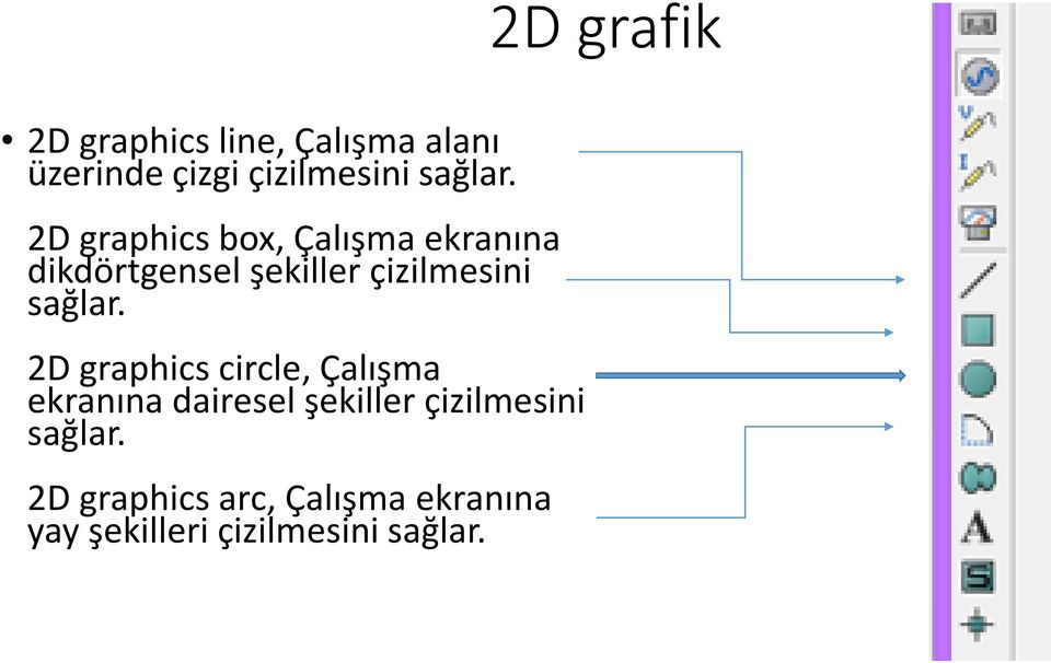 2D graphics box, Çalışma ekranına dikdörtgensel şekiller çizilmesini  2D