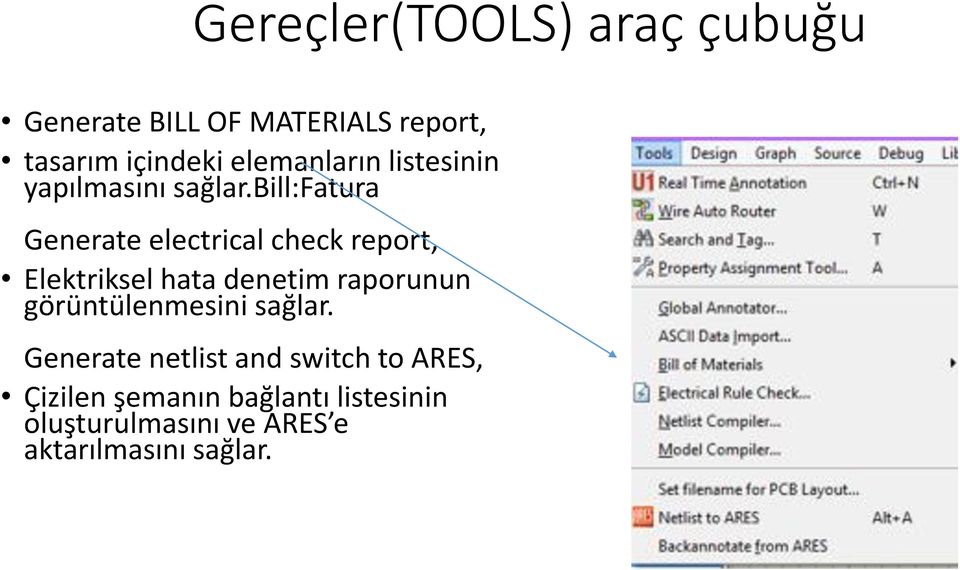 bill:fatura Generate electrical check report, Elektriksel hata denetim raporunun